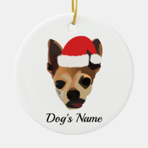 Ornamento De Cerâmica Natal Chihuahua personalizável