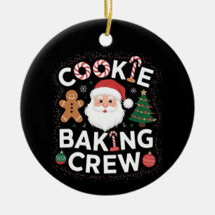Ornamento De Cerâmica Natal Cookie Baking Crew Family Natal