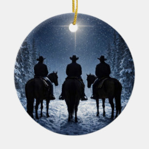 Ornamento De Cerâmica Natal Country Western Cowboy Estrela do Norte