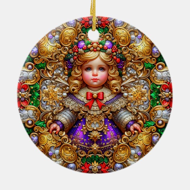 Ornamento De Cerâmica NATAL ~ Criança do século XIX ~ (Traseira)