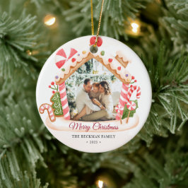 Ornamento De Cerâmica Natal da Casa de Pão de Pão Personalizado