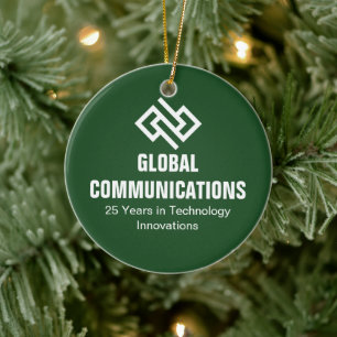 Ornamento De Cerâmica Natal da Empresa Cibernética Verde Personalizada