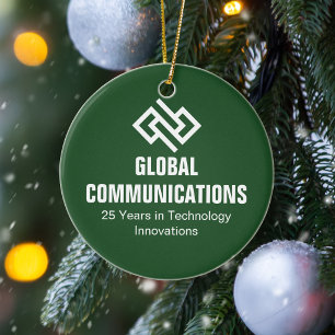Ornamento De Cerâmica Natal da Empresa Cibernética Verde Personalizada