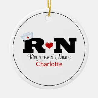 Ornamento De Cerâmica Natal da enfermeira Rn personalizada