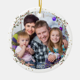 Ornamento De Cerâmica Natal da família de círculos Dourados