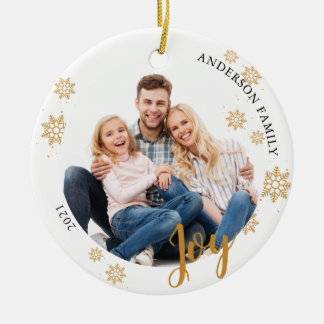 Ornamento De Cerâmica Natal da família Elegant 2 lado personalizada