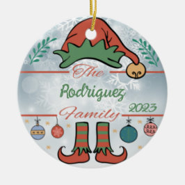 Ornamento De Cerâmica Natal da família Elf