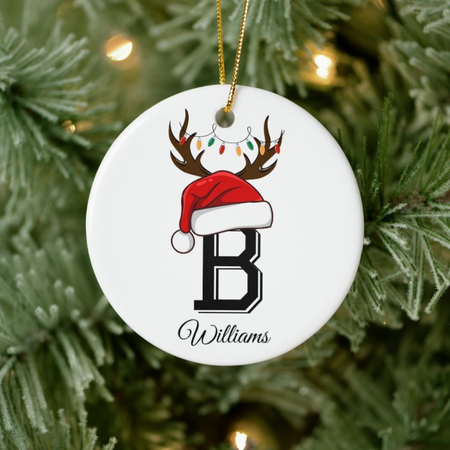 Ornamento De Cerâmica Natal da família Monogramas Santa Claus (Árvore)