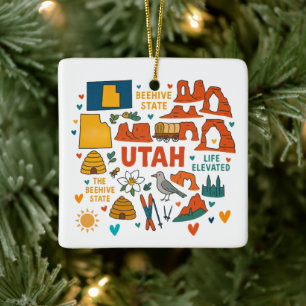 Ornamento De Cerâmica Natal da Família Personalizada de Utah