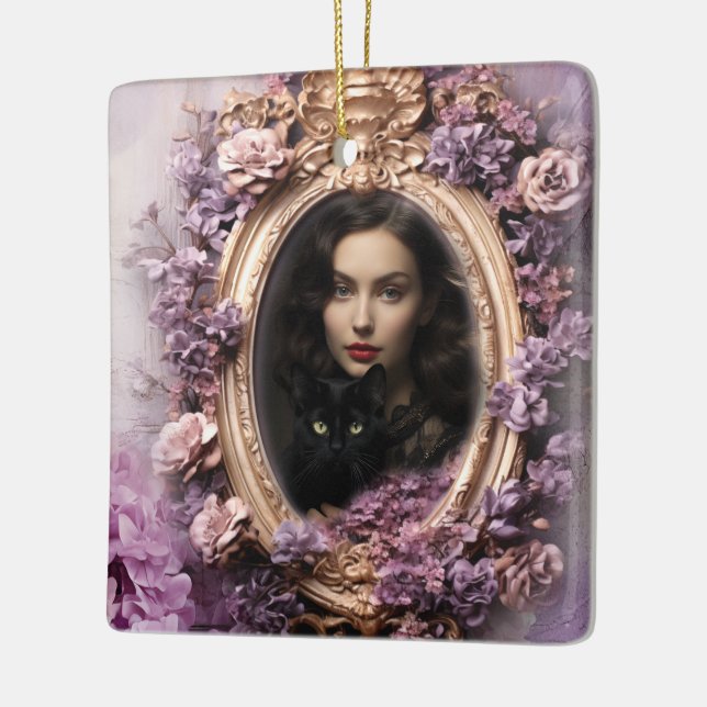 Ornamento De Cerâmica Natal da família personalizada do chique (Esquerda)