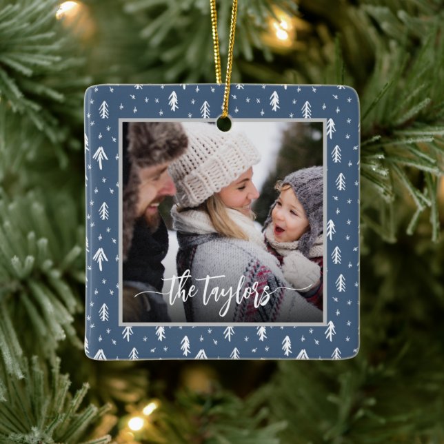 Ornamento De Cerâmica Natal da família Rustic Pines (Árvore)