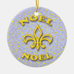 Ornamento De Cerâmica Natal da flor de lis de Noel