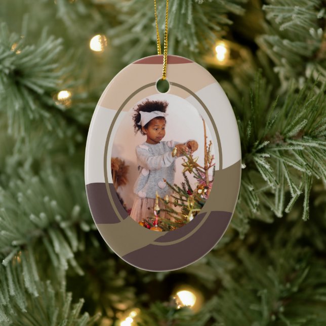 Ornamento De Cerâmica Natal da Foto do Abstrato Retro (Árvore)