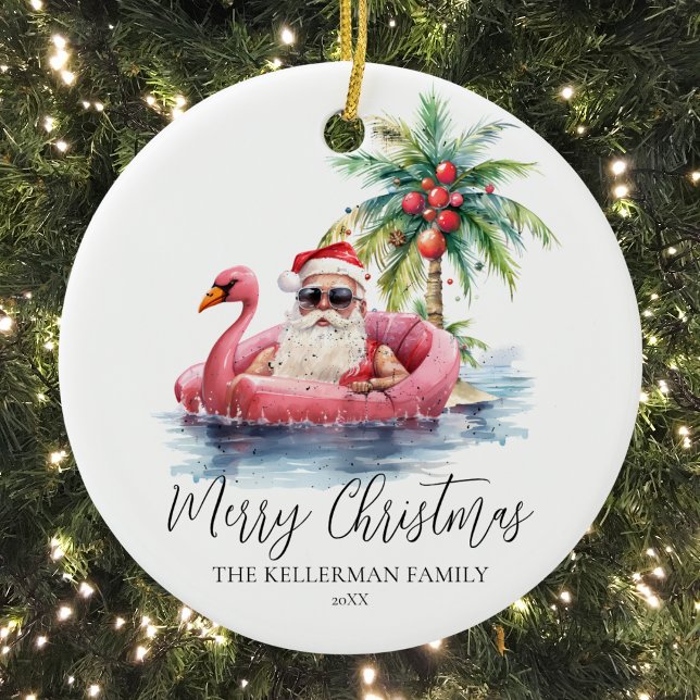 Ornamento De Cerâmica Natal da Praia Funny (Funny Beach Christmas Ceramic Ornament )