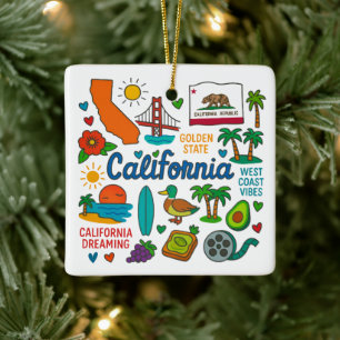 Ornamento De Cerâmica Natal da Trilha da Família Personalizada da Califó