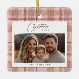 Ornamento De Cerâmica Natal da Xadrez Tartan