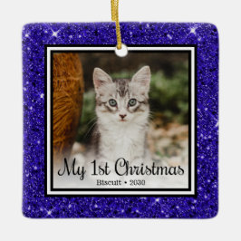 Ornamento De Cerâmica Natal de 1º ano do gatinho