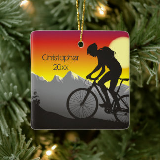 Ornamento De Cerâmica Natal de bicicleta de montanha personalizada