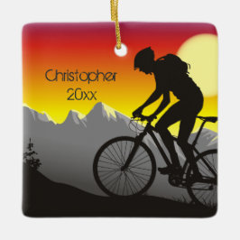 Ornamento De Cerâmica Natal de bicicleta de montanha personalizada