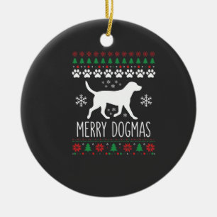 Ornamento De Cerâmica Natal de Cachorro Vetor de Dogmas Alegres