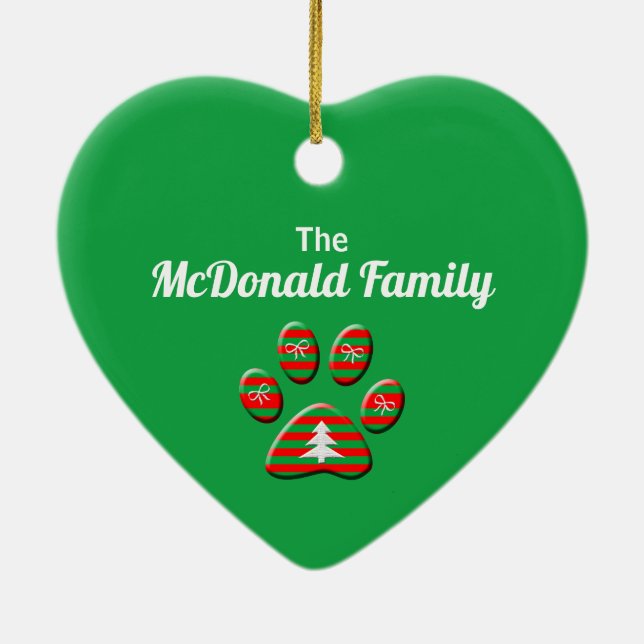 Ornamento De Cerâmica Natal de Gata Vermelha e Verde (Verso)