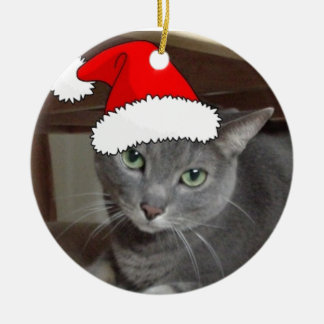 Ornamento De Cerâmica Natal de Gato Azul Russo