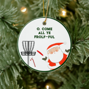 Ornamento De Cerâmica Natal de golfe de disco personalizado
