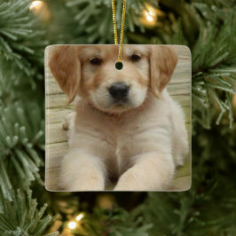 Ornamento De Cerâmica Natal de imagem dupla personalizada