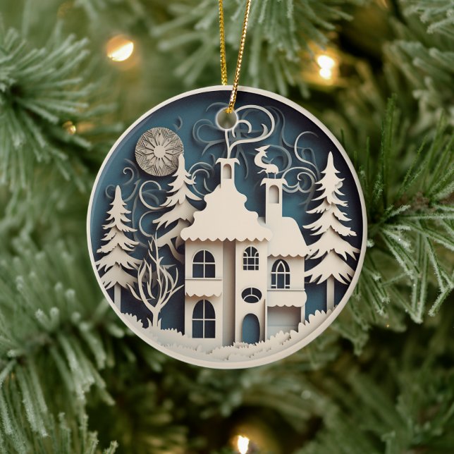 Ornamento De Cerâmica Natal de Inverno Fofo Personalizado (Árvore)