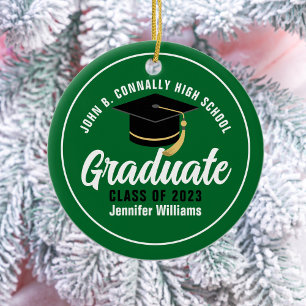 Ornamento De Cerâmica Natal de Keepape Personalizada do Formando Branco