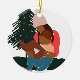 Ornamento De Cerâmica Natal de Natal de Filho/Mãe Negra