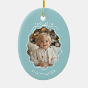 Ornamento De Cerâmica Natal de onda de Arco simples personalizado