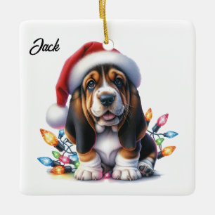 Ornamento De Cerâmica Natal de Papais noeis de Caça Personalizados Basse