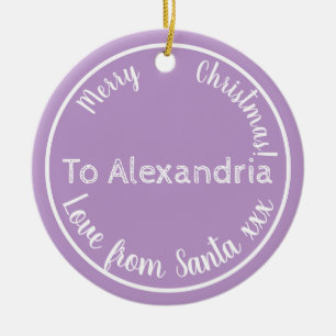 Ornamento De Cerâmica Natal De Papais noeis Purple Lilac Personalizado