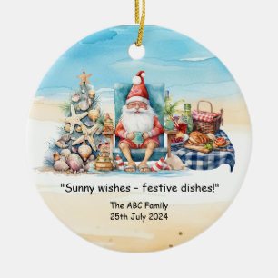 Ornamento De Cerâmica Natal De Santa Claus No Verão De Julho
