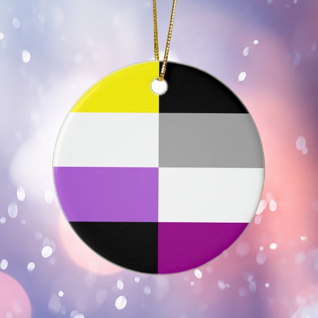 Ornamento De Cerâmica Natal de Sinalizador de Orgulho Duplo Asexual Não  (Criador carregado)
