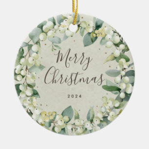 Ornamento De Cerâmica Natal de Snowberry personalizado não fotográfico