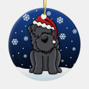 Ornamento De Cerâmica Natal de Terrier do russo do preto dos desenhos