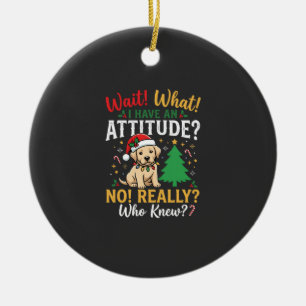 Ornamento De Cerâmica Natal Divertido Cão Atitude Feriado