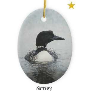 Ornamento De Cerâmica Natal do Ano Personalizado de Pintura em Lon Negro