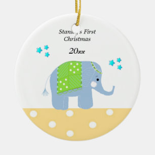 Ornamento De Cerâmica Natal do bebê do elefante indiano o primeiro