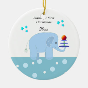 Ornamento De Cerâmica Natal do bebê do elefante o primeiro