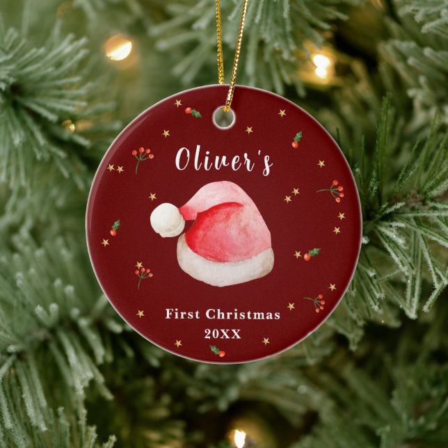 Ornamento De Cerâmica Natal do Bebê do Pai Natal Vermelho (Árvore)