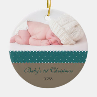 Ornamento De Cerâmica Natal do bebê o ø - fita (cinzenta)