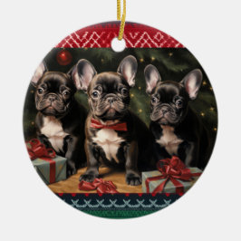 Ornamento De Cerâmica Natal do Buldogue Francês