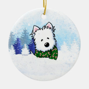 Ornamento De Cerâmica Natal do Cachorro KiniArt Westie
