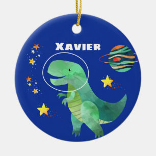 Ornamento De Cerâmica Natal do Dinossauro do Astronauta T-Rex