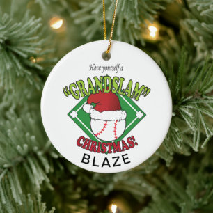 Ornamento De Cerâmica Natal do Grand Slam Baseball