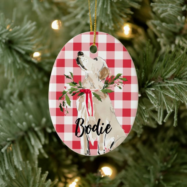 Ornamento De Cerâmica Natal do Laboratório ouro (Árvore)