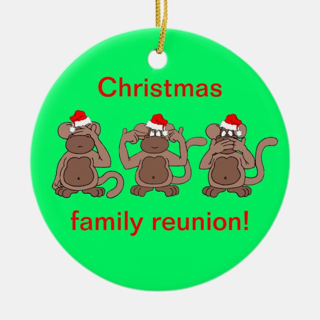 Ornamento De Cerâmica Natal do macaco (Frente)